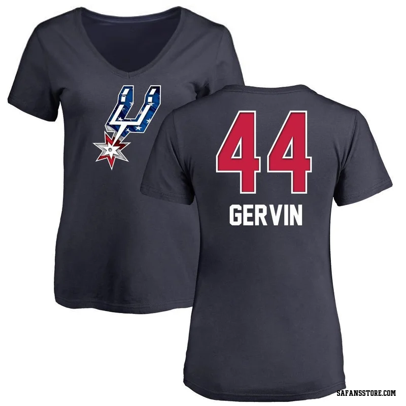 Navy Women's George Gervin San Antonio Spurs Name and Number Banner Wave V-Neck T-Shirt